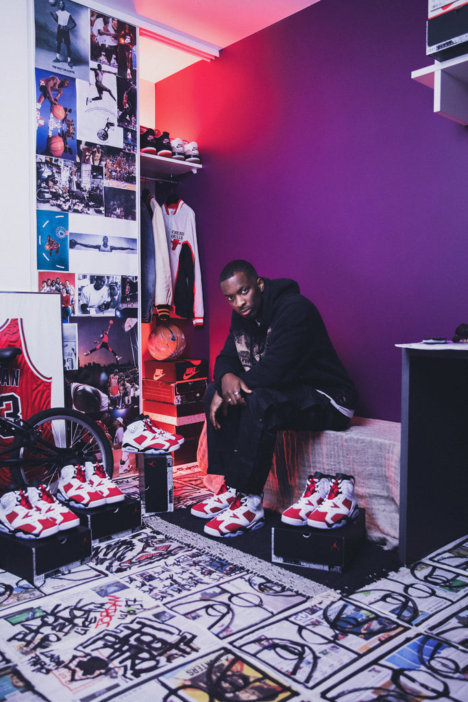 Shooting Air Jordan 6 Carmine pour Footpatrol Paris.